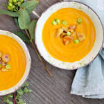 Creamy Pumpkin Soup with Crispy Roasted Potatoes | occasionallyeggs.com