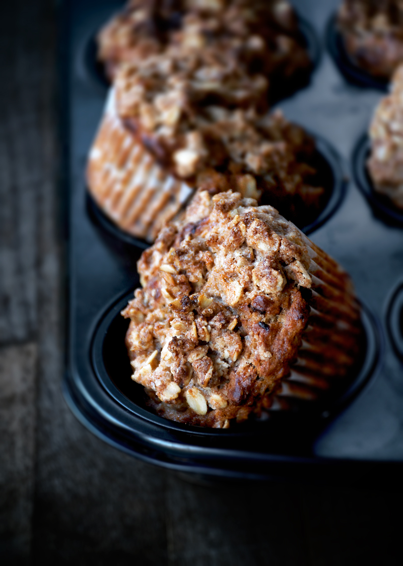 Vegan Banana Chocolate Muffins with Streusel Topping | occasionallyeggs.com