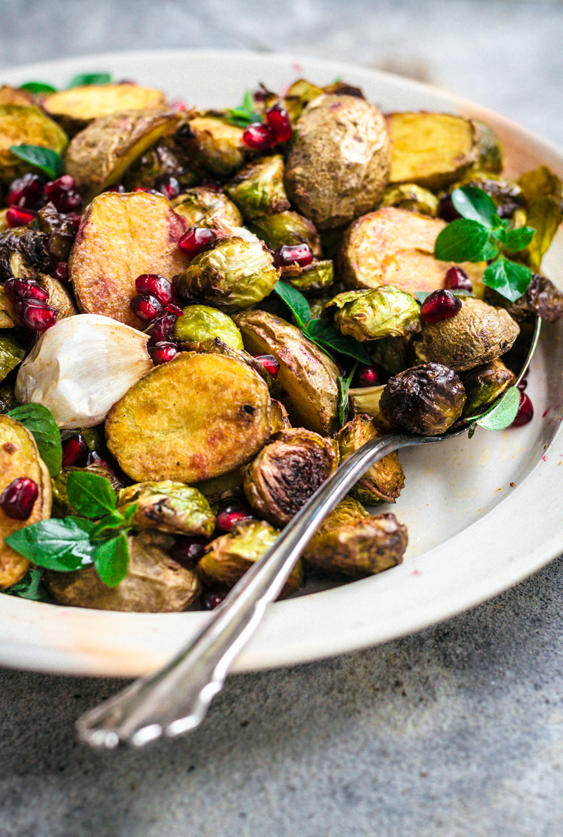 Spicy Roasted New Potatoes and Brussels Sprouts | occasionallyeggs.com