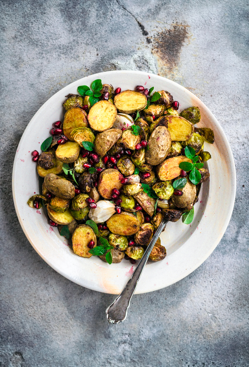 Spicy Roasted New Potatoes and Brussels Sprouts Occasionally Eggs