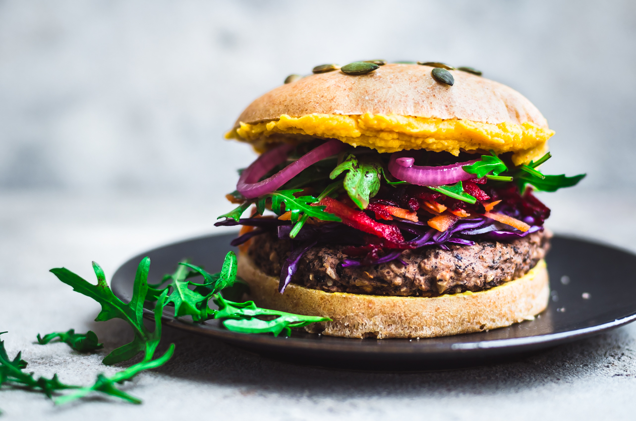 Black Bean Rice Burgers with Rainbow Toppings | occasionallyeggs.com