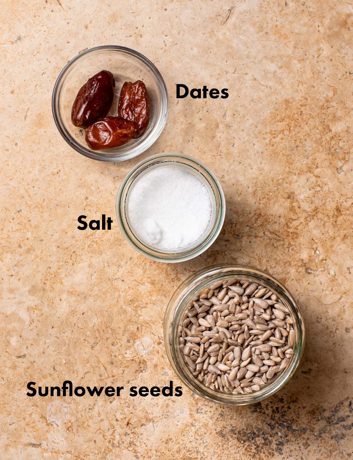 Sunflower seed butter ingredients with labels.