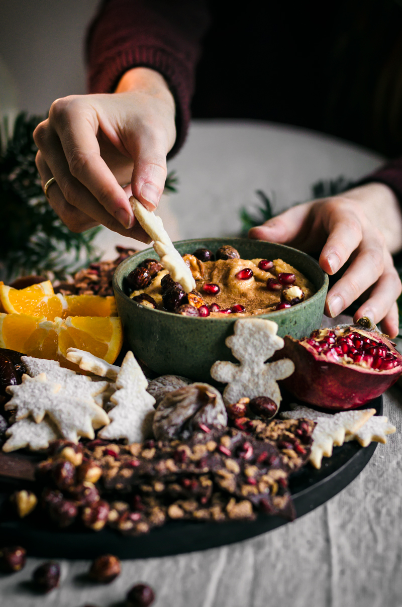 Holiday Dessert Board with Chickpea Cookie Dough Dip | occasionallyeggs.com