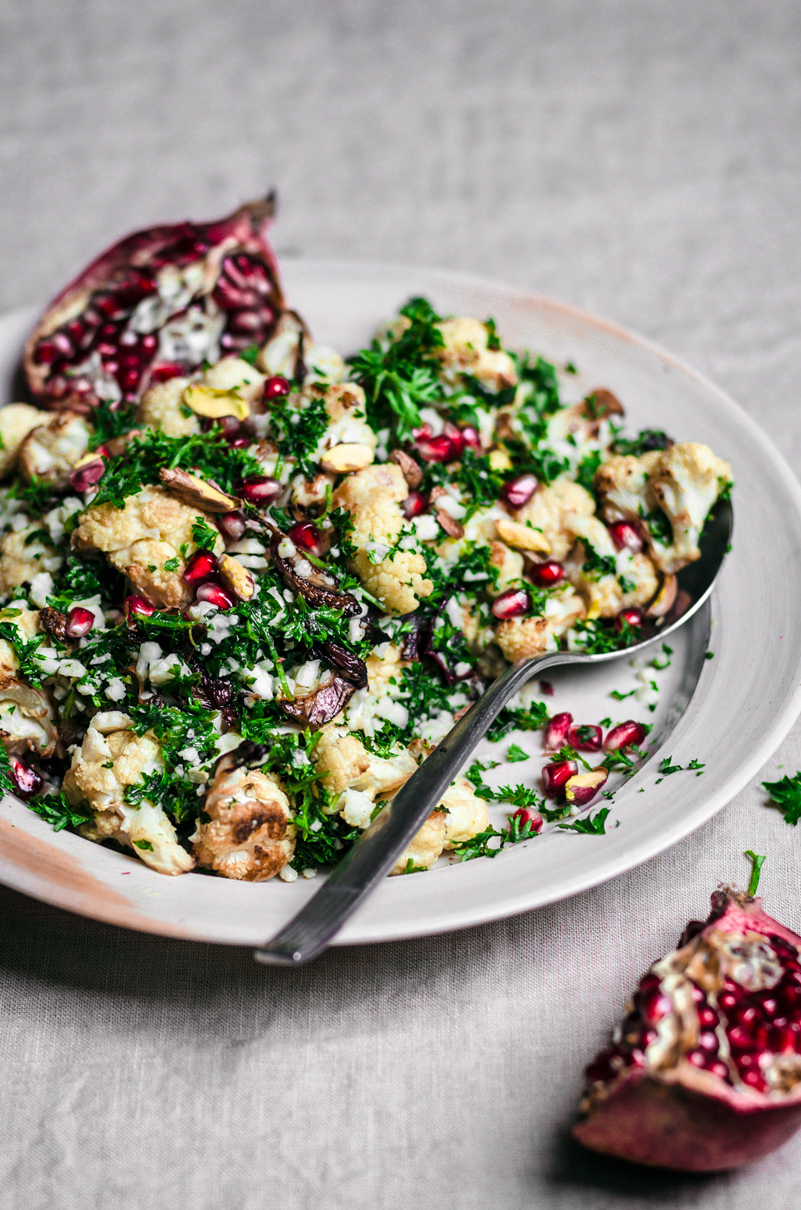 Cauliflower, Pomegranate, and Pistachio Salad from Ottolenghi Simple Occasionally Eggs
