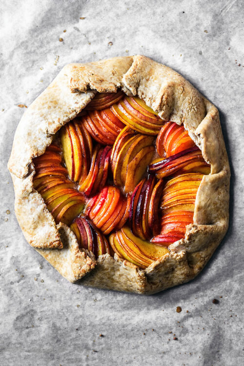 Vegan galette with peaches, apricots, and nectarines.