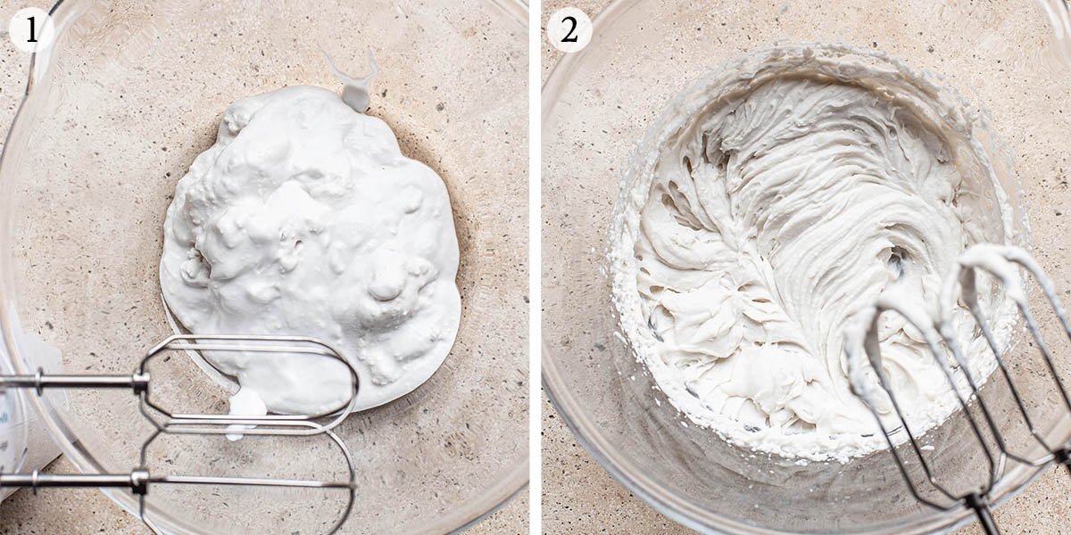 Coconut whipped cream steps 1 and 2.
