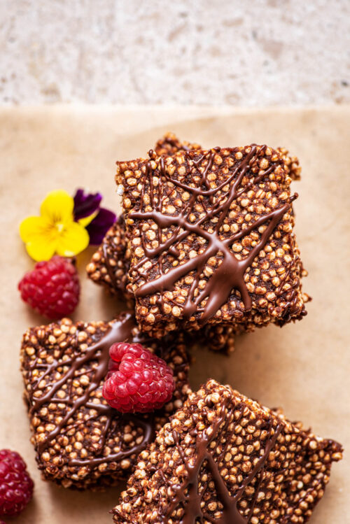 Top down view of chocolate quinoa bars.