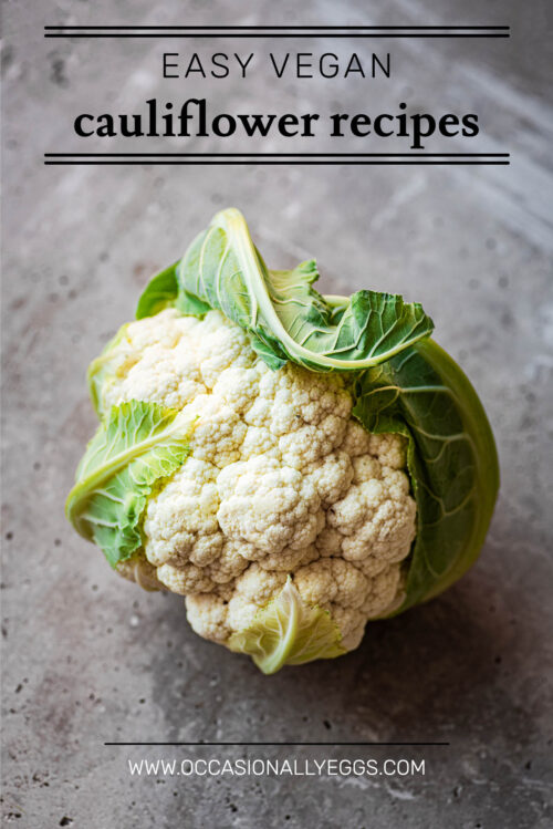 A cauliflower head on a stone background with text stating the post title.