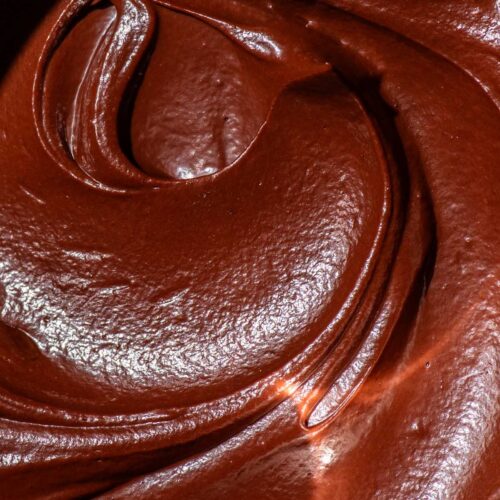Close up of chocolate ganache swirls.