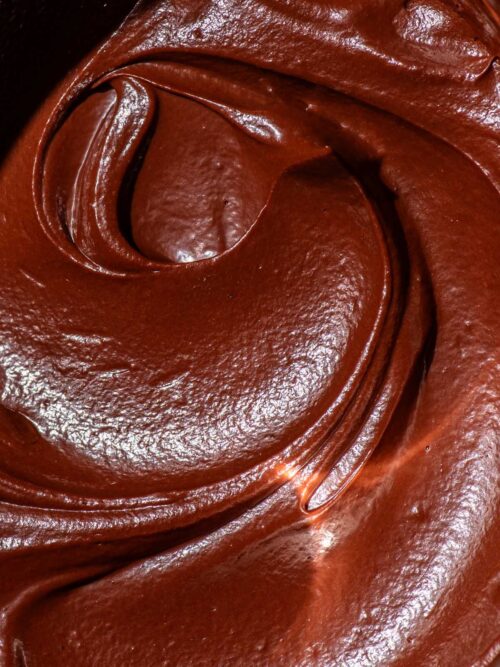 Close up of chocolate ganache swirls.
