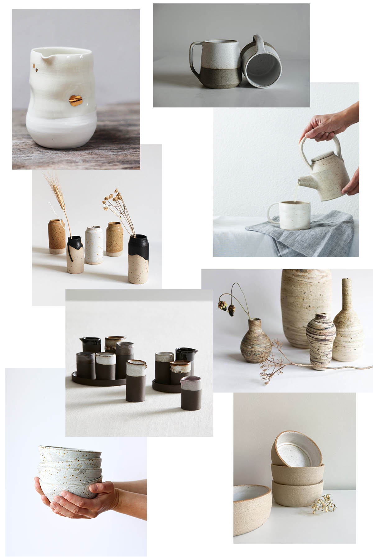 Image set of various ceramic pieces.