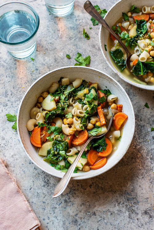Two bowls of soup.