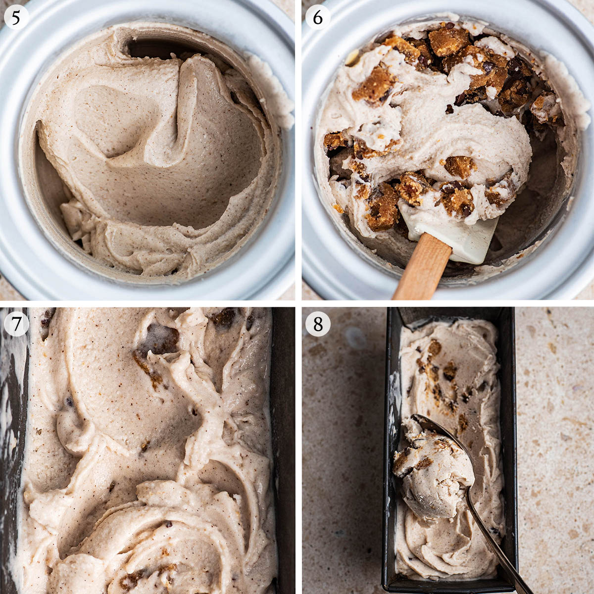 Ice cream steps 5 to 8.