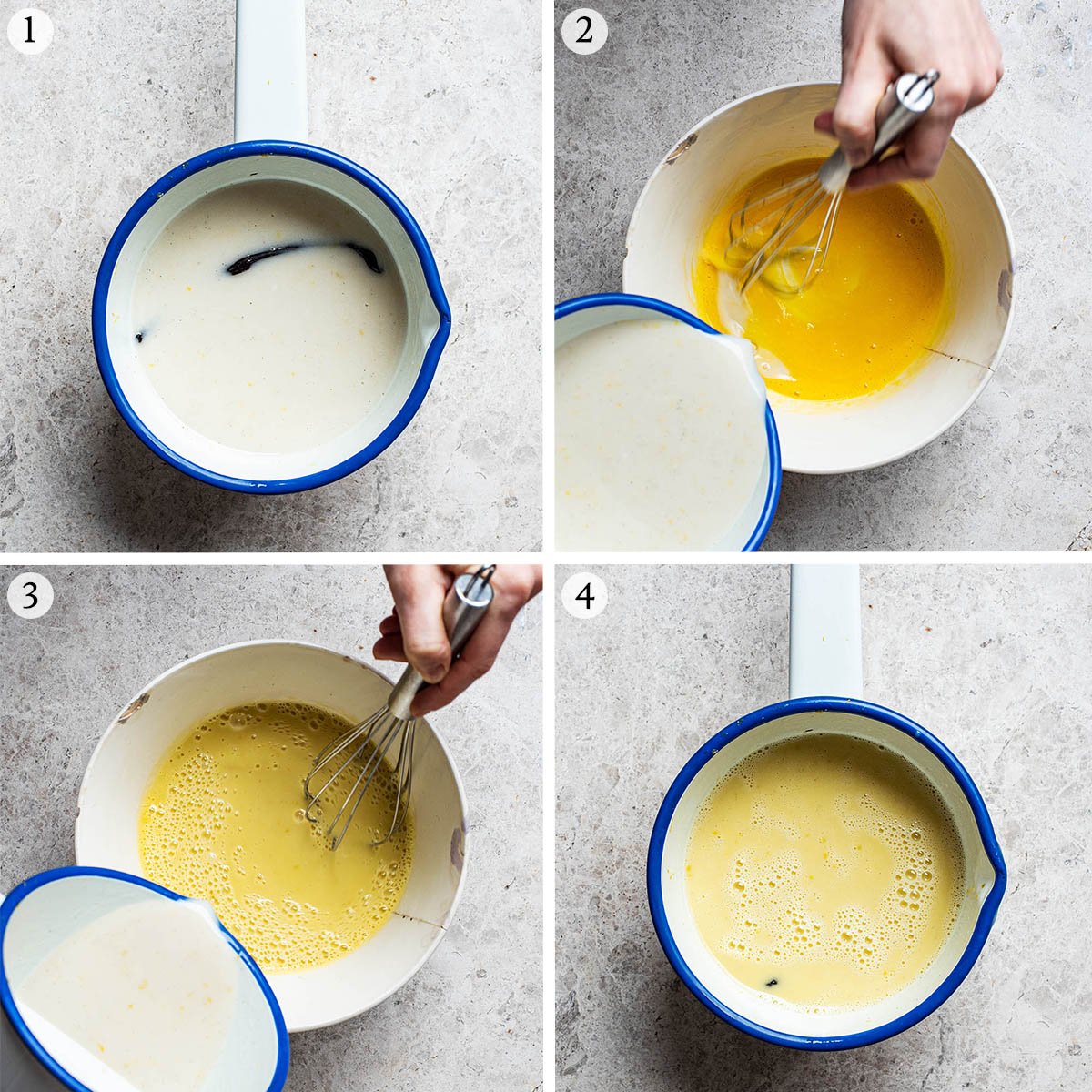 Lemon ice cream steps 1 to 4.