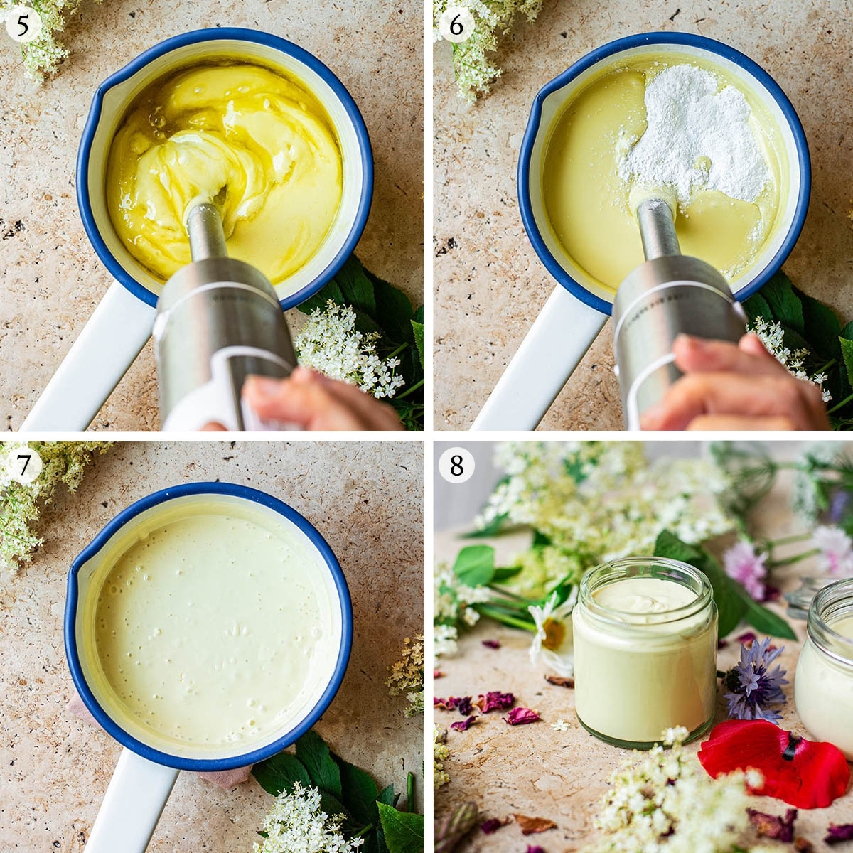 Homemade cream steps 5 to 8.