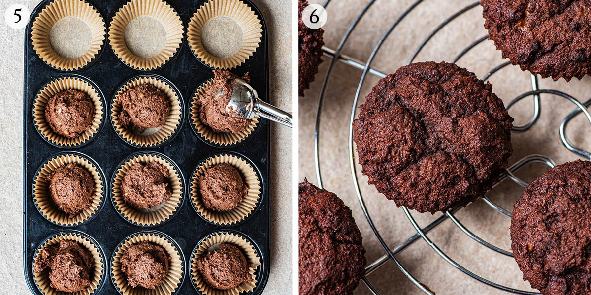 Coconut flour cupcakes steps 5 and 6.