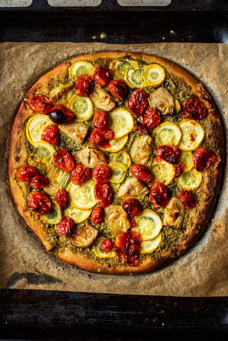 Vegan Pesto Pizza - Occasionally Eggs
