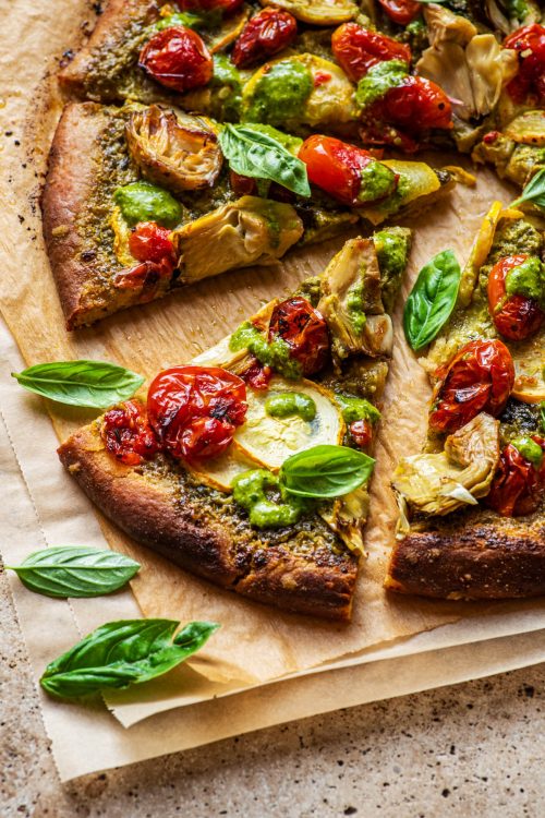 Vegan Pesto Pizza Occasionally Eggs