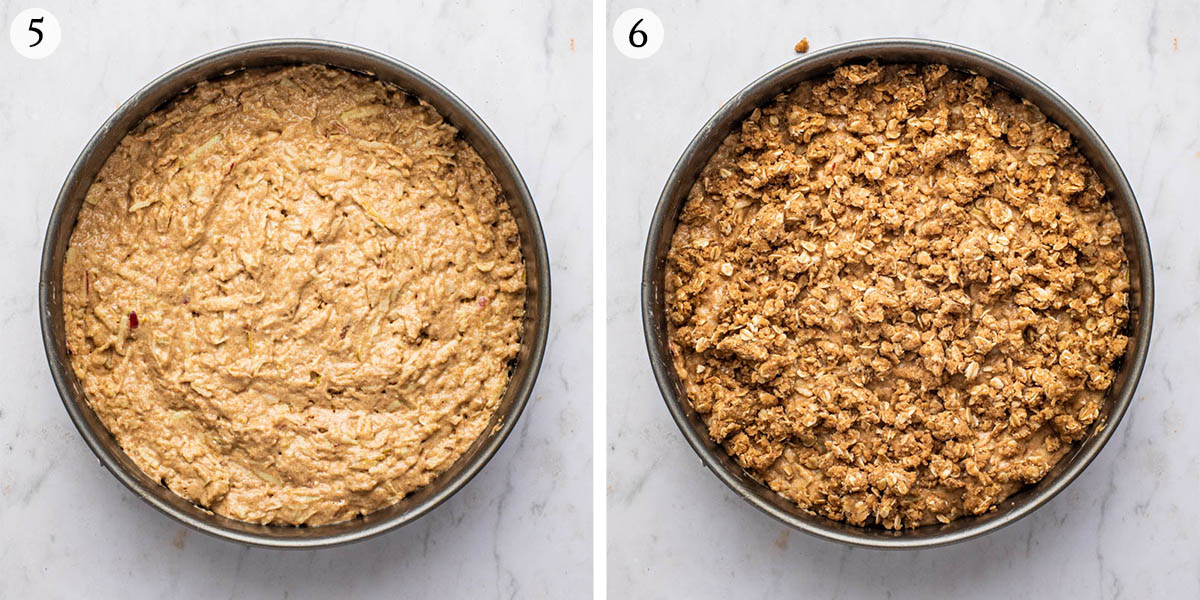 Apple crumble cake steps 5 and 6.