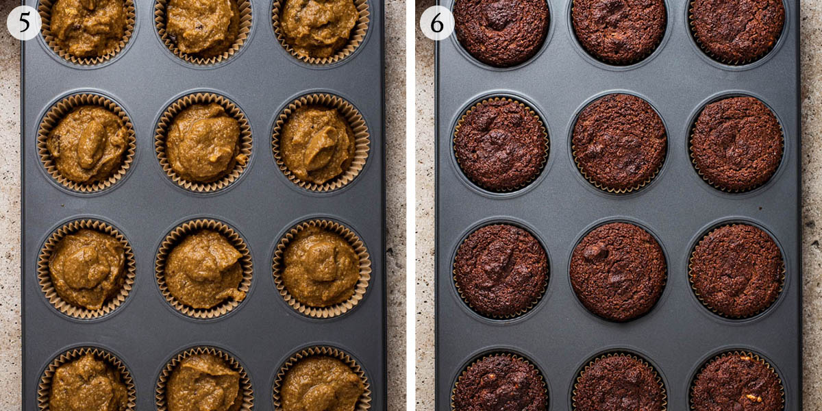Gluten free pumpkin muffins, steps 5 and 6.