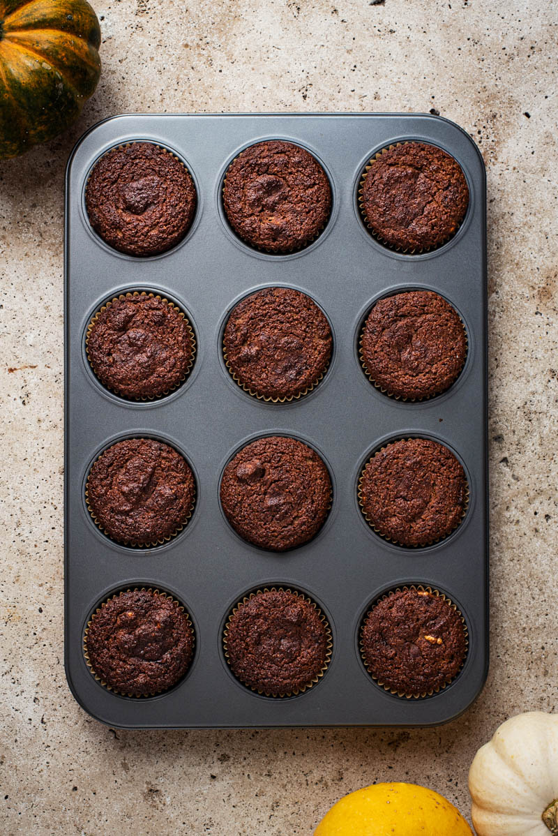 Baked muffins in the tin.