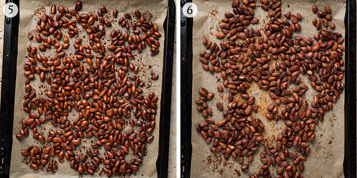 Roasted almonds steps 5 and 6.