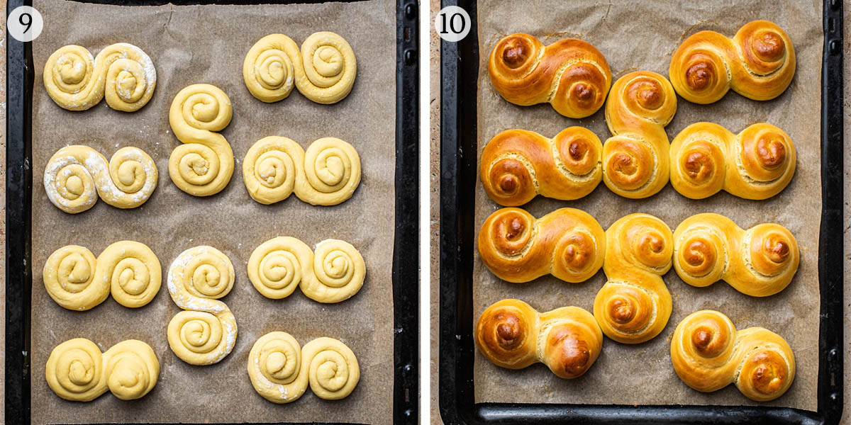 Julgalt before and after baking.