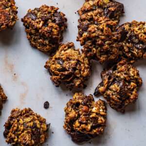 A jumbled pile of oatmeal cookies.