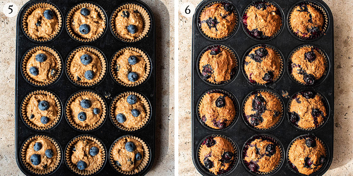 Blueberry muffins steps 5 and 6.