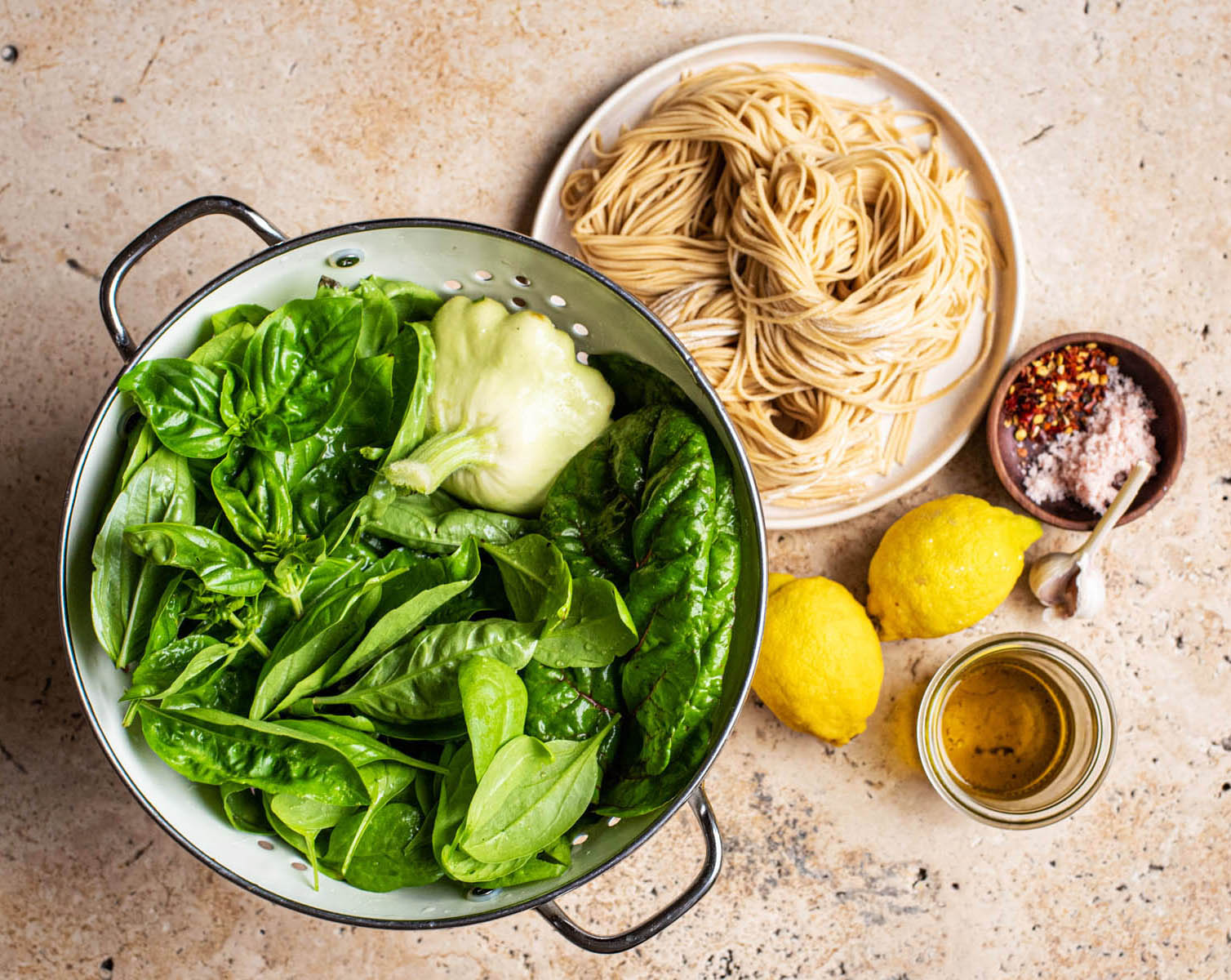Green pasta ingredients.