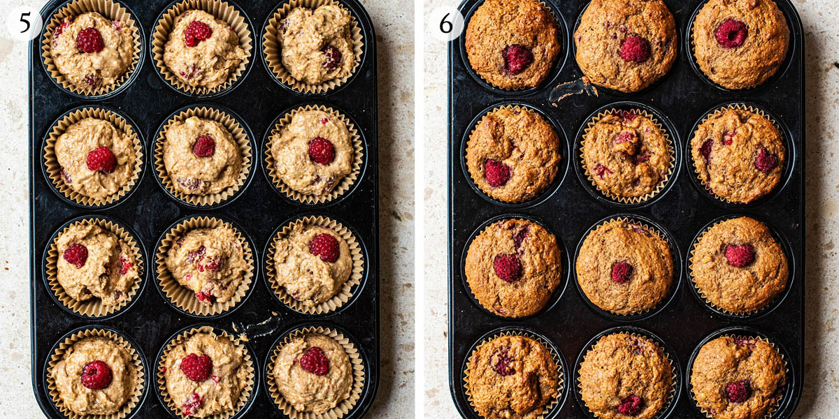 Raspberry muffins steps 5 and 6.