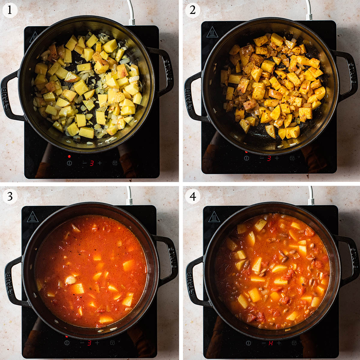 Pinto bean soup steps 1 to 4.