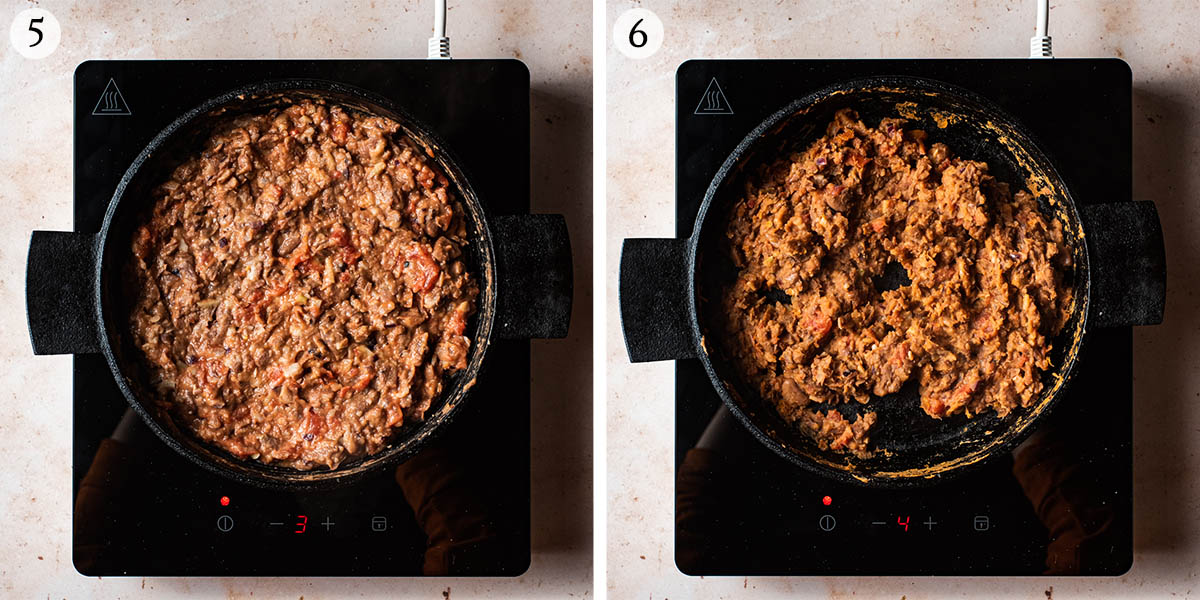 Refried beans steps 5 and 6.