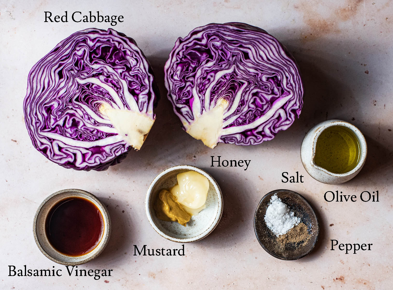 Roasted red cabbage ingredients.