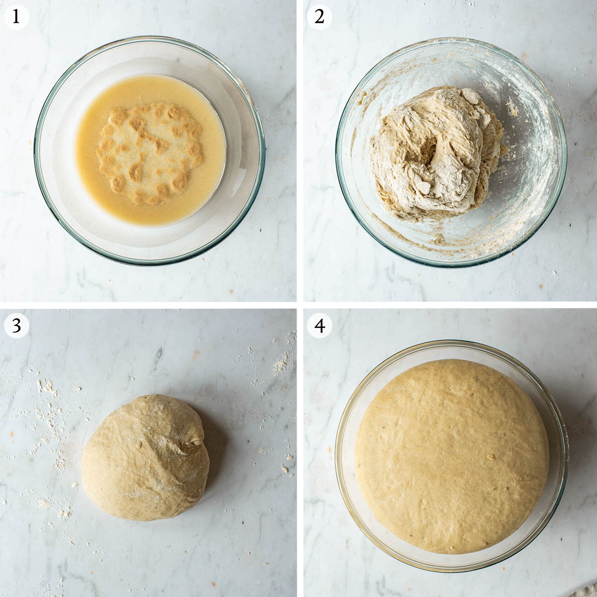 Cardamom buns steps 1 to 4.