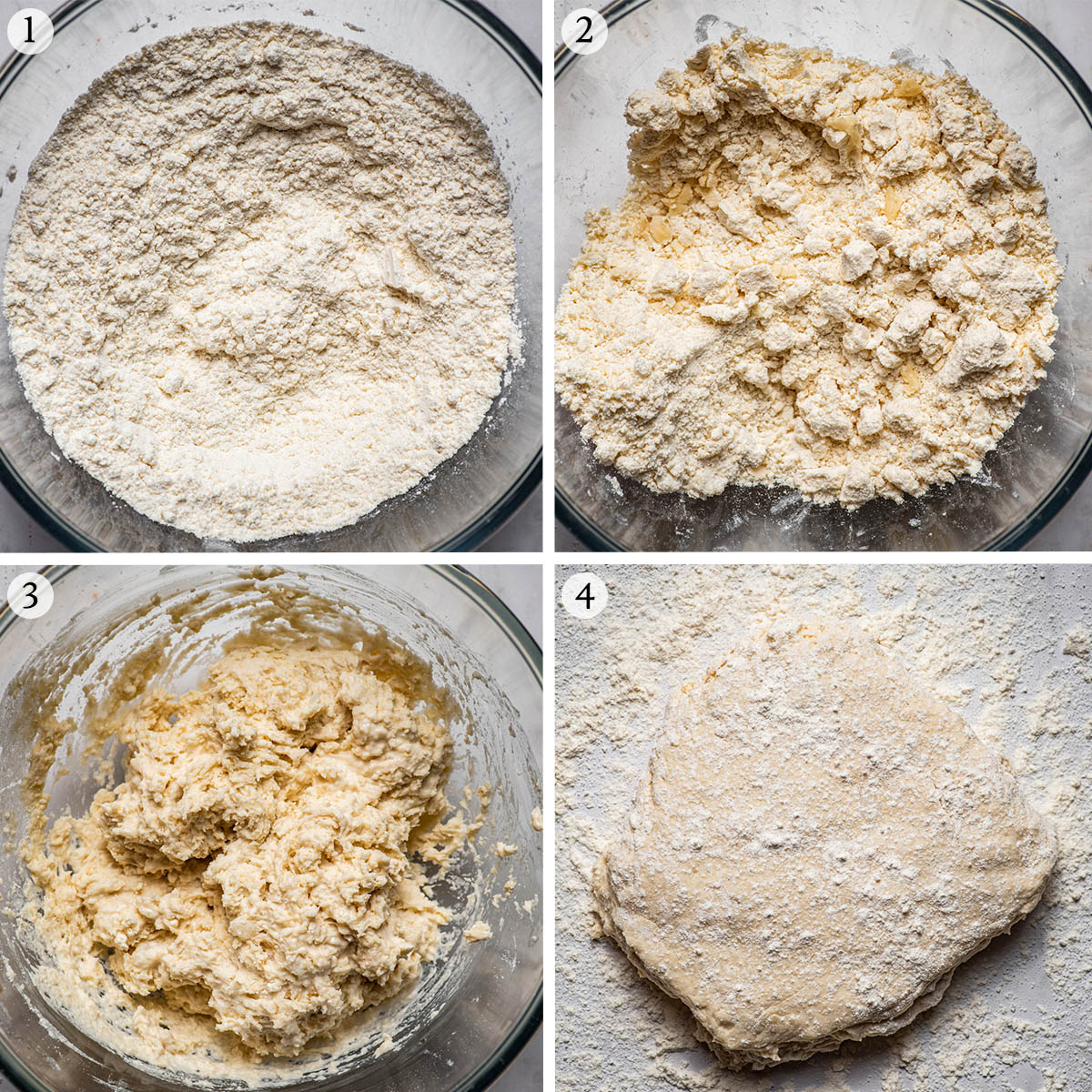 Coconut oil biscuits steps 1 to 4.