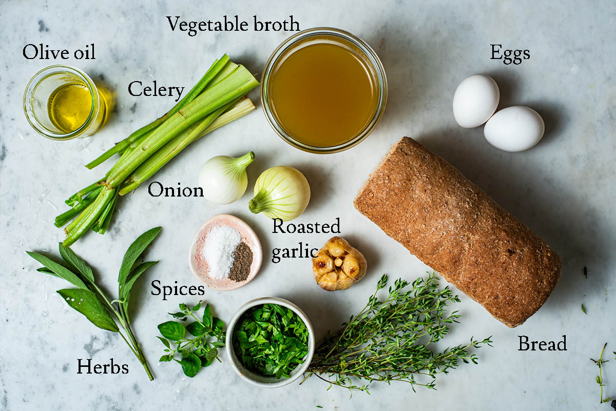 Stuffing ingredients with labels.