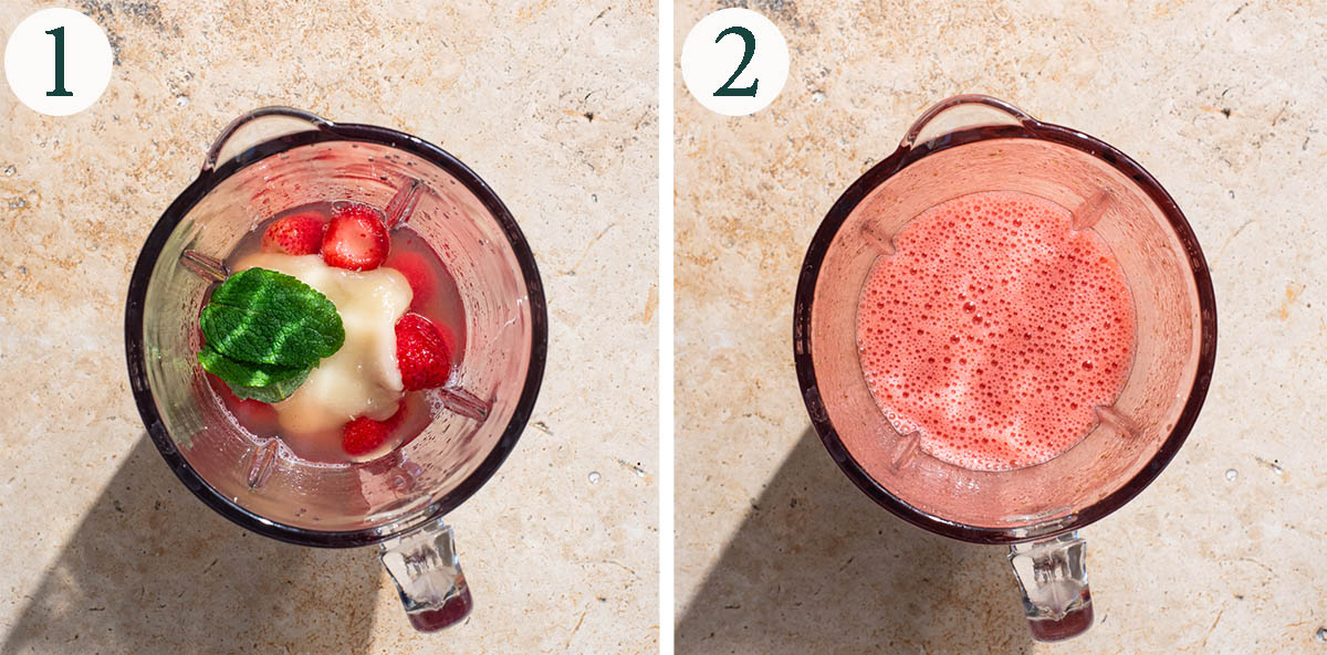 Lemonade before and after blending.