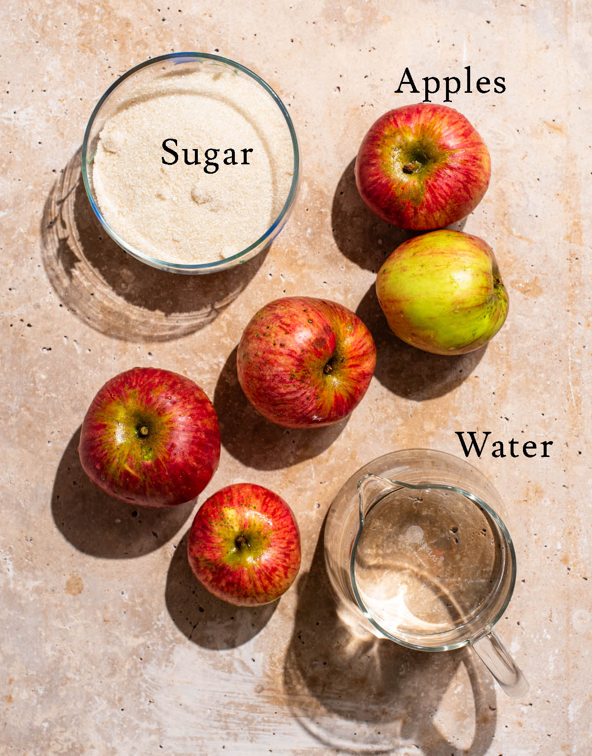 Apple cider vinegar ingredients with labels.