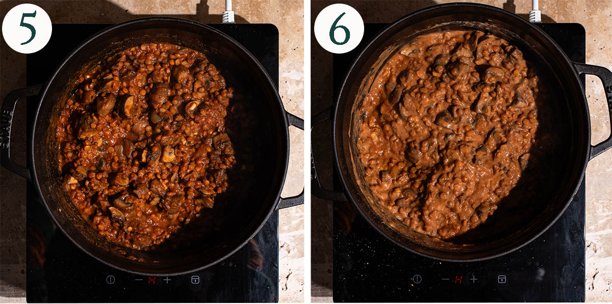 Curry steps 5 and 6, lentils added and finished curry.