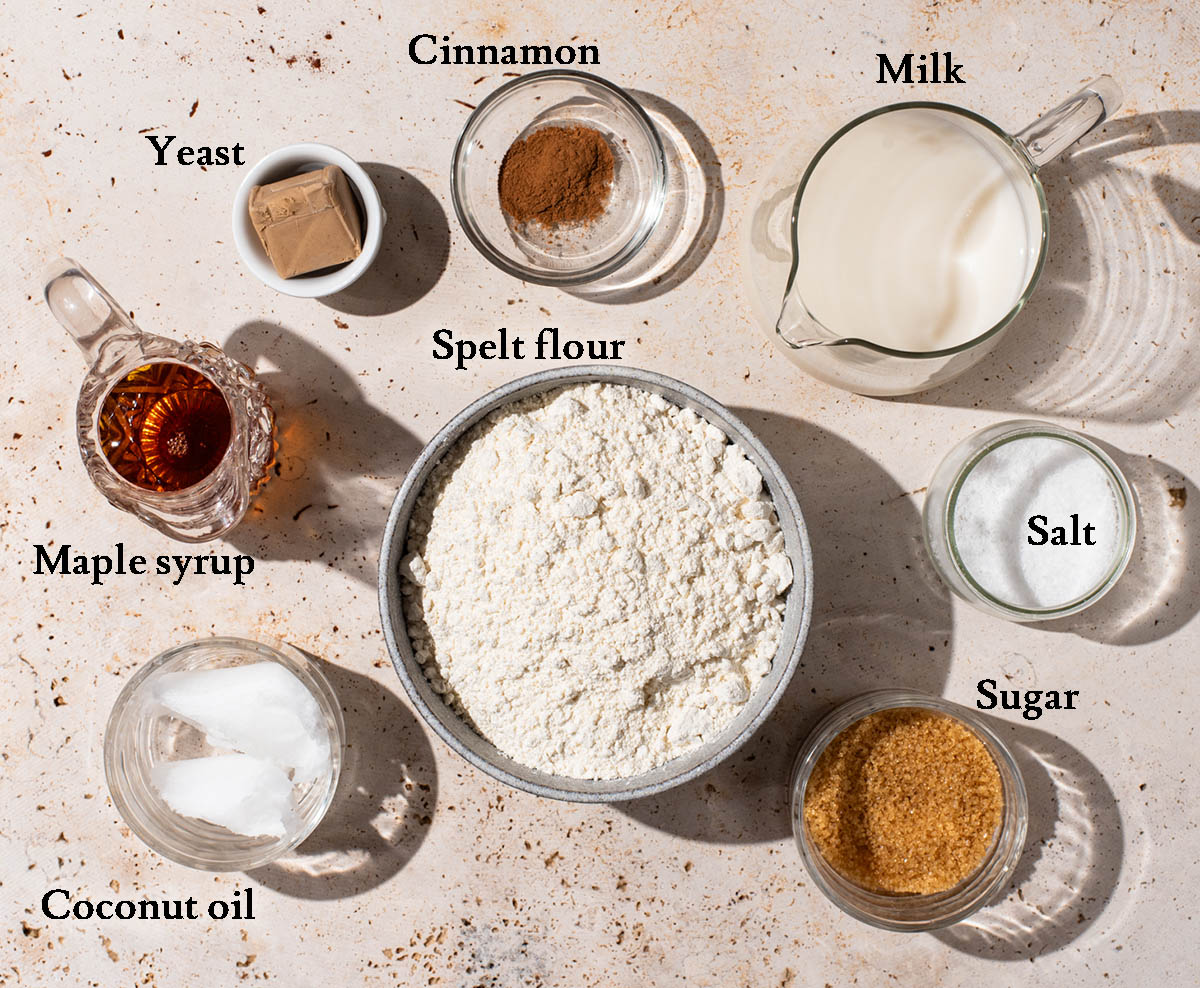 Star bread ingredients with labels.