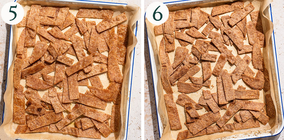 Chips steps 1 and 2, before and after baking.