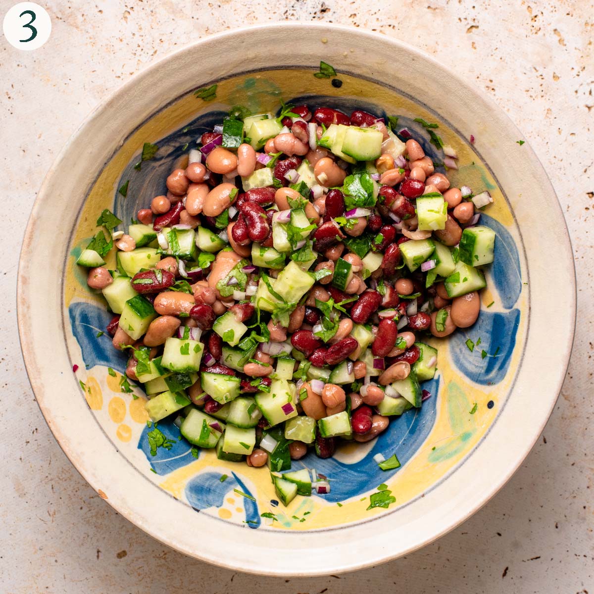 Salad step 3, after mixing.